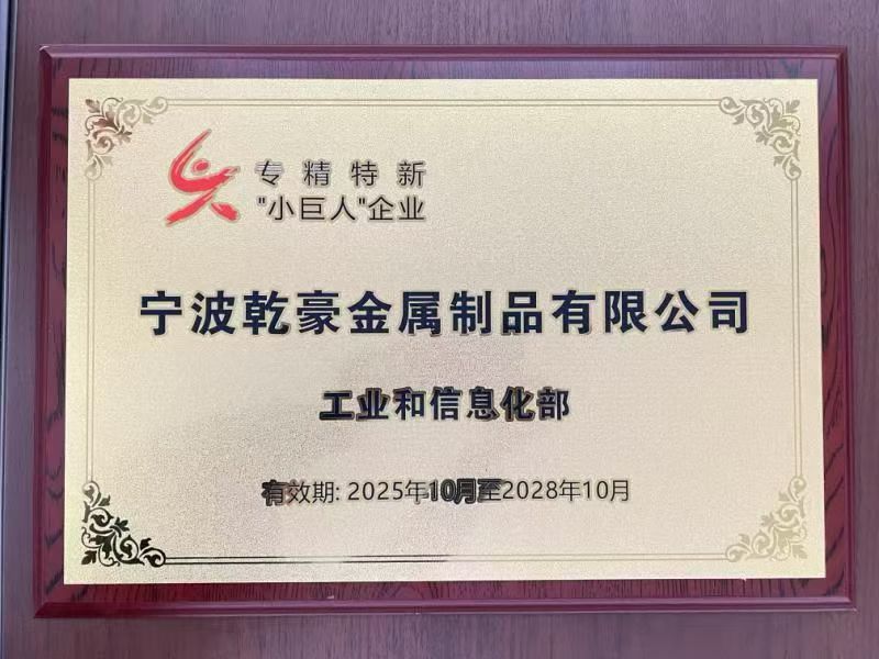 Ningbo Qianhao Metal Product has been recognized as a National ''Little Giant'' Enterprise